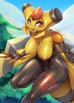 anthro areola arthropod big_breasts breasts female generation_4_pokemon genitals hi_res insect insect_wings mleonheart nintendo nipples nude orange_areola orange_nipples pokemon pokemon_(species) pussy smile solo vespiquen wings