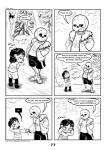 2017 animated_skeleton bone c-puff clothed clothing comic ellipsis english_text frisk_(undertale) group hi_res human humanoid mammal monochrome not_furry sans_(undertale) skeleton speech_bubble text undead undertale undertale_(series)