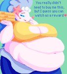 anthro belly belly_rolls big_belly big_breasts big_butt blue_eyes breasts butt clothing digital_media_(artwork) english_text enkah fat_rolls female generation_7_pokemon hair hi_res long_hair looking_at_viewer marine nintendo obese obese_anthro obese_female overweight overweight_anthro overweight_female pixel_(artwork) pokemon pokemon_(species) primarina simple_background solo tail text white_body wide_hips