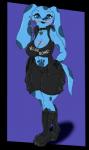 2018 alternative_fashion anthro anthrofied big_breasts blue's_clues blue_(blue's_clues) blue_eyes blush body_blush boots breast_blush breasts canid canine canis cleavage clothed clothing collar conditional_dnp domestic_dog ear_piercing english_text female footwear goth hand_in_pocket hi_res huge_breasts long_ears looking_at_viewer makeup mammal nickelodeon piercing pockets shoes simple_background solo suirano text wide_hipped_female wide_hips