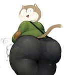 2024 background_character big_butt black_bottomwear black_clothing black_eyebrows black_pants bottomwear buge_butt butt butt_focus clothing colored domestic_cat elchilenito english_description eyebrows felid feline felis feral fur green_clothing green_shirt green_topwear hi_res huge_butt huge_thighs looing_at_viewer looking_at_viewer looking_back looking_back_at_viewer low_view lucas_(elchilenito) male mammal open_mouth open_smile overweight overweight_male pants question_mark red_tongue shaded shirt shirt_collar simple_background smile solo speech_bubble tail tan_body tan_ears tan_face tan_fur tan_head tan_tail thick_thighs tongue topwear whiskers white_background white_body white_face white_fur white_inner_ear white_sclera