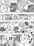 2020 3:4 5_panel_comic ambiguous_gender anterior_nasal_aperture anthro attack bag bayani_(yapc) biped black_and_white black_eyes black_text bow_ribbon cave cheek_spots claws clefable clenched_teeth comic dialogue digital_media_(artwork) dot_pupils eevee elekid ellipsis english_text erik_(yapc) exclamation_point eyebrows eyelashes eyes_closed eyewear feral fight fingers flavia-elric fluffy fluffy_tail fur generation_1_pokemon generation_2_pokemon gengar group looking_at_another loose_feather lux_(yapc) lying monochrome motion_lines neck_tuft nintendo on_front on_ground one_eye_closed open_mouth open_smile paper paras paris_(yapc) pokemon pokemon_(species) pokemon_mystery_dungeon pupils quadruped question_mark quill rayne_(yapc) sentret silvia_(yapc) smile speech_bubble spike_chunsoft standing sunglasses tail talking_to_another teeth terry_(yapc) text toe_claws tuft wartortle white_sclera