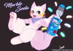 blush bottle canid canine canis claws codd-neck_bottle container digitigrade domestic_dog featureless_crotch heart_symbol hi_res jumping lyricwulf male mammal marble_soda paws ramune scarf senz smile solo text url wolf