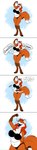 2017 anthro anthro_pred april_(sherwoodboy) belly bra breasts canid canine clothing ear_piercing english_text facial_piercing female female_pred fox growling hair hi_res lingerie long_image macro male male_prey mammal micro navel nilla-creme nose_piercing open_mouth panties piercing red_hair rumbling_stomach slightly_chubby tall_image text tongue underwear vore