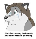 2016 anthro blue_eyes bodily_fluids brown_hair canid canine canis crying digital_media_(artwork) english_text facial_expression female fur grey_body grey_fur hair headshot_portrait mammal multicolored_body multicolored_fur overweight overweight_anthro overweight_female ponytail portrait solo sophia_(xxsparcoxx) tears text two_tone_body two_tone_fur wolf xxsparcoxx