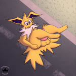 1:1 ambiguous_gender animal_genitalia animal_penis animated bodily_fluids canine_genitalia canine_penis cum disembodied_hand duo eeveelution ejaculation feral generation_1_pokemon genital_fluids genitals handjob hi_res huge_filesize i69himdaily jolteon knot long_playtime male male/ambiguous nintendo no_sound open_mouth peeing penile penis pokemon pokemon_(species) sex urine watersports webm