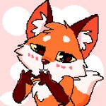 1:1 :3 aworgfen_(artist) blush canid canine chest_tuft digital_media_(artwork) female feral fox fox_ears fox_tail fur hi_res inner_ear_fluff looking_at_viewer mammal multicolored_body multicolored_fur pappy_(vkontakte) pink_background pixel_(artwork) pupils simple_background smile smiling_at_viewer solo tuft two_tone_body two_tone_fur vkontakte yellow_sclera