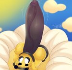 absurd_res antennae_(anatomy) anthro arthropod arthropod_abdomen asty_(plushtrapboyuwu) balls bandanna bee big_balls big_butt big_penis black_balls black_body black_genitalia black_genitals black_penis black_sclera black_skin butt cloud erection eyebrows flower fur genitals glans hands_behind_back hi_res huge_balls huge_butt huge_penis huge_thighs humanoid_genitalia humanoid_penis hymenopteran hyper hyper_balls hyper_genitalia hyper_penis insect kerchief long_penis looking_at_viewer looking_back lying male multicolored_body nude on_back on_flower penis petals plant plushtrapboyuwu presenting presenting_penis scarf small_but_hung small_glans smile solo thick_eyebrows thick_penis thick_thighs throbbing throbbing_penis twitching two_tone_body vein veiny_penis wide_hips yellow_body yellow_fur yellow_skin