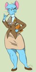 1:2 2023 accessory anthro biped blue_body blue_eyes blue_fur blue_hair bottomwear breasts brown_clothing brown_topwear brown_vest buckteeth cheesed_to_meet_you chewing_pen clipboard clothed clothed_anthro clothed_female clothing colored digital_drawing_(artwork) digital_media_(artwork) female female_anthro freckles fur hair hair_accessory hairclip hi_res holding_clipboard holding_object holding_pen mammal mia_mouse mouse mouse_ears mouse_tail murid murine pen pencil_skirt pink_inner_ear pink_nose pink_tail rodent simple_background skirt solo tail tan_bottomwear tan_clothing tan_skirt teeth texicansummer topwear vest whiskers