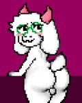 4:5 anthro backsack balls big_butt bovid butt caprine deltarune digital_media_(artwork) eyewear genitals glasses goat hi_res looking_at_viewer looking_back male mammal nude pixel_(artwork) ralsei solo standing surette_(artist) undertale_(series)