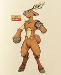 2017 4_fingers alternate_color ambiguous_gender angry anthro anthrofied antlers arm_tuft athletic athletic_ambiguous athletic_anthro biped black_eyes brown_body brown_fur brown_tail collarbone deer dewlap_(anatomy) ears_back english_text fakemon featureless_crotch fingers firefightdex fist front_view frown full-length_portrait fur generation_2_pokemon glowing grey_hooves grey_nose half-closed_eyes hatching_(art) hi_res hooves horn humanoid_hands jowls leg_tuft looking_away mammal marco_fanjul marker_(artwork) mixed_media multicolored_body multicolored_fur narrowed_eyes nintendo nude pecs pen_(artwork) pivoted_ears pokemon pokemon_(species) pokemorph portrait shaded shadow short_tail shoulder_tuft simple_background solo standing stantler tail tan_body tan_fur tan_horn text toony traditional_media_(artwork) tuft two_tone_body two_tone_fur unguligrade white_background