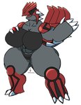 anthro big_breasts breasts claws clothing danger1 female gea_(danger1) generation_3_pokemon groudon hi_res legendary_pokemon muscular muscular_female nintendo pokemon pokemon_(species) sharp_teeth solo teeth thick_thighs underwear