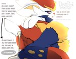 absurd_res anthro blush butt cinderace comic cumlube dialogue doeboi generation_8_pokemon genitals hi_res lying male nintendo on_side pokemon pokemon_(species) presenting presenting_hindquarters solo