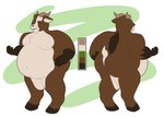 2019 2_horns 5_fingers anthro belly bent_arm big_belly big_butt black_nose bovid bovid_horn brown_body brown_fur brown_hooves brown_horn butt caprine caprine_horn chest_tuft color_swatch curved_horn digital_media_(artwork) fingers flat_colors fluffy fluffy_tail fur goat goat_horn goat_tail green_eyes greg_(theannoyingnpc) hi_res hooves horizontal_pupils horn male mammal model_sheet moobs navel nude_anthro nude_male obese obese_anthro obese_male overweight overweight_anthro overweight_male pupils rear_view simple_background solo standing tail tan_body tan_fur tan_tail theannoyingnpc three-quarter_view tuft