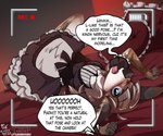 2022 anthro bed black_bow blue_eyes blush breasts brown_hair camera_view child clothed clothing deer english_text female female_anthro fiadh_(bagginsbandb) fingerless_(marking) foxinshadow fully_clothed furniture hair heart_pillow hi_res highlights_(coloring) looking_at_viewer looking_up lying maid_uniform mammal new_world_deer offscreen_character on_back on_bed open_mouth pillow pose recording small_breasts solo speech_bubble talking_to_viewer text uniform white-tailed_deer white_highlights young young_anthro young_female