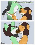 anthro bathroom canid canine canis comic duo eating_feces feces feces_in_mouth female female/female fox gynomorph gynomorph/female hi_res intersex intersex/female kissing mammal myre_(caralamelia) peeing scatplay scaty wolf