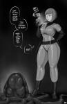 2018 alien bodysuit clothed clothing cover cover_art cover_page danny_phantom dialogue digital_media_(artwork) elemental_creature english_text female flora_fauna greyscale hair hi_res human human_only jlullaby maddie_fenton mammal monochrome nickelodeon not_furry open_mouth plant skinsuit solo standing technology tentacle_maw tentacles text thick_thighs tight_clothing wide_hips