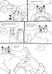 2023 anthro assisted_exposure belly bernielover blush breath bulge canid canine clothed clothing comic dialogue disney duo english_text erection erection_under_clothing fan_character fox genitals gideon_grey hi_res lagomorph leporid looking_at_another looking_at_genitalia looking_at_partner looking_at_penis male male/male mammal monochrome nate_hopps naughty_face nuzzling overweight overweight_male penis rabbit red_fox shirt smile speech_bubble tenting text topwear true_fox underwear underwear_only undressing zootopia