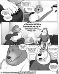 4:5 anthro ardent_(misterstallion) bear bottle calvin_(misterstallion) canid canine canis clothed clothing comic container dialogue duo english_text exclamation_point eyebrows furniture greyscale hand_on_belly hi_res inside lamp living_room male mammal misterstallion monochrome open_mouth open_smile patreon patreon_logo profanity sitting smile sofa speech_bubble teeth text url wolf