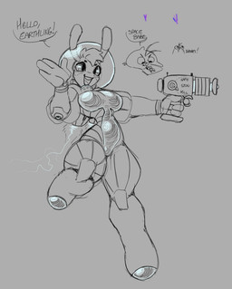Rating: s
ID: 5646896
Date: 2025-06-16 17:58:32 -0400
Status: active
Score: 11
4_fingers alien antennae_(anatomy) anthro avian big_eyes biped bird breast_outline buckteeth dialogue english_text excited female fingers gun hi_res holding_gun holding_object holding_ranged_weapon holding_weapon jet_pack male mohawk one_leg_up open_mouth penguin proxicute raised_leg ranged_weapon raygun science_fiction sketch small_waist spacesuit speech_bubble teeth text thick_thighs wasp_waist weapon wide_hips post #5646896