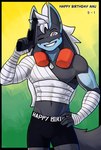 Rating: s
ID: 5581385
Date: 2025-05-18 13:50:47 -0400
Status: active
Score: 8
abs anthro anu_k-9 bandage bear213 black_body black_fur blue_body blue_fur bulge clothed clothing crotch_lines english_text fur generation_4_pokemon grey_eyes gun hair half-length_portrait happy_birthday hi_res lucario male male_anthro navel nintendo one_eye_closed pokemon pokemon_(species) portrait ranged_weapon solo text toothy_grin topless topless_anthro topless_male trading_card_game v-cut weapon white_hair wink post #5581385
