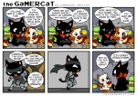 animated animated_comic beverage comic dialogue domestic_cat english_text felid feline felis food gamercat_(character) glitch_(the_gamercat) grid_layout humor konami male mammal metal_gear samantha_whitten scarf short_playtime six_frame_image smile snacks soda solid_snake text the_gamercat