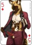 2018 abs african_wild_dog animal_genitalia animal_penis anthro balls canid canine canine_genitalia canine_penis card card_template clothed clothing copyright_symbol diamonds_(suit) digital_media_(artwork) english_text erection five_of_diamonds fonyaa fur genitals gun handgun holding_gun holding_object holding_ranged_weapon holding_weapon humanoid_genitalia humanoid_penis hybrid_genitalia hybrid_penis knot knotted_humanoid_penis knotted_penis male mammal muscular muscular_anthro muscular_male pecs penis penis_poking_out penis_through_fly playing_card playing_card_template ranged_weapon shotgun simple_background smile solo standing suit_symbol symbol text weapon