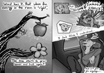 absurd_res anthro apple breasts canid canine canis clothed clothing comic desert dialogue digital_media_(artwork) dobermann domestic_dog drum duo english_text felid female food fruit fur greyscale guitar halcyon_(series) hi_res lion lost_andsafe male male/female mammal medium_breasts medium_truck monochrome musical_instrument open_mouth pantherine percussion_instrument pinscher plant plucked_string_instrument profanity quinlan_(halcyon) screentone simple_background sky sparkles sparkling_eyes string_instrument teeth teeth_showing text tree truck_(vehicle) van vehicle wendover_(halcyon)