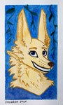 anthro blue_eyes dogwash eyebrow_piercing facial_piercing female fur fyre_fox ivy_(plant) multi_ear mylar_(discreet_user) neck_tuft piercing plant smile solo traditional_media_(artwork) tuft watercolor_(artwork) yellow_body yellow_fur