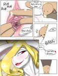 anthro blonde_hair blush breath brother_(lore) brother_and_sister_(lore) clitoral_fingering clitoris close-up comic cross-popping_vein dominant dominant_female duo english_text female genital_close-up genitals hair hand_on_another's_pussy head_grab headscissor human ilica incest_(lore) lagomorph leg_wrap leporid male male/female mammal pussy pussy_close-up rabbit red_eyes sex sibling_(lore) sister_(lore) spread_legs spread_pussy spreading text tosun urethra