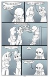 absolutedream absurd_res asriel_dreemurr bone border comic dialogue digital_media_(artwork) english_text group hi_res humanoid monochrome monster_kid sans_(undertale) skeleton text trio undertale undertale_(series) white_border