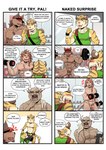 absurd_res anthro boss_(gym_pals) bovid bovine canid canine canis casual_nudity cattle circumcised clothing comic english_text exercise felid flaccid genital_piercing genitals gym_pals h155296 hi_res humanoid_genitalia humanoid_penis inside jockstrap lion male mammal manager_(gym_pals) master_(gym_pals) nipple_piercing nipple_ring nipples nude pal_(gym_pals) pantherine penis penis_piercing piercing prince_albert_piercing ring_piercing social_nudity speech_bubble text tiger underwear undressing weightlifting wolf workout