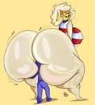 2024 anthro big_butt bottomless bovid butt caprine clothed clothing colored digital_media_(artwork) duo face_in_ass faceless_character faceless_male female fur hi_res huge_butt huge_thighs hyper hyper_butt male male/female mammal sha_(twf) shaded sheep the_walten_files thick_thighs yellow_body yellow_butt yellow_fur yoshuacomoyoshu