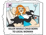 4:3 60percentscalie after_birth ambiguous_gender anthro baby bed carrying_another cetacean detailed_background dolphin duo english_text family_guy female furniture hospital hospital_bed human humor inside interspecies interspecies_pregnancy looking_at_viewer lying mammal marine mother_(lore) mother_and_child_(lore) newspaper oceanic_dolphin on_back orca parent_(lore) parent_and_child_(lore) pregnant text toothed_whale young