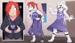 anthro asriel_dreemurr_(god_form) bovid brainwashing caprine clothing corruption fauvfox female ftm_transformation gender_transformation goat goo_transformation hair hi_res human human_to_anthro hypnosis hypnotic_eyes intersex latex latex_body latex_clothing latex_transformation looking_at_object looking_at_viewer male mammal mind_control possession poster red_hair solo species_transformation teal_eyes three_frame_sequence transformation undertale undertale_(series)