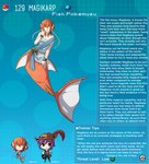 breasts chibi clothed clothing english_text female fin generation_1_pokemon hair head_fin hi_res human humanoid kinkymation magikarp male mammal marine merfolk nintendo orange_hair pokemon pokemon_(species) pokemorph split_form text