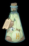 2016 absurd_res alpha_channel blush bottle brown_hair brown_tail butt cartoon_physics container cork corked_bottle cutie_mark english_text equid equine eyewear featureless_crotch female feral flexible frontbend glasses glasses_askew green_body green_eyes hair hasbro hi_res hooves icaron in_bottle in_container label mammal my_little_pony mythological_creature mythological_equine mythology objectification on_model pegasus saga_(icaron) simple_background solo squish stuck tail text transparent_background trapped underhoof wearing_glasses wings