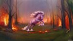 absurd_res animal_genitalia beesa detailed_background equid equine feathering feral fire forest forest_background forest_fire fully_sheathed fur genitals hi_res hooves horn jumping male male_feral mammal mythological_creature mythological_equine mythology nature nature_background plant quadruped sheath solo tree unguligrade unicorn