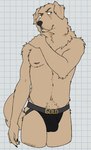 2024 5_fingers anthro belly ben_keyes biped bird_dog black_claws black_clothing black_jockstrap black_nose black_underwear blue_eyes body_hair brown_eyebrows canid canine canis checkered checkered_background claws clothed clothing digital_drawing_(artwork) digital_media_(artwork) domestic_dog echo_(series) echo_project eyebrows fingers floppy_ears fur golden_retriever hand_on_shoulder happy_trail hi_res hunting_dog jockstrap jockstrap_only looking_aside male male_anthro mammal mane multicolored_body navel neck_tuft nipples partially_clothed partially_clothed_male pattern_background pink_nipples portrait retriever simple_background slim solo standing tan_body tan_fur the_smoke_room three-quarter_portrait topless tuft underwear underwear_only unsafescapewolf whiskers white_background white_sclera