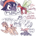 1:1 alternate_species ambiguous_gender antennae_(anatomy) arachnid arthropod bangs breezie_(mlp) clothing duo english_text equid equine fairy feathered_wings feathers feral feralized flying formaggio friendship_is_magic furrification hair hasbro hi_res horse insect_wings jojo's_bizarre_adventure lepidopteran_wings mammal micro my_little_pony mythological_creature mythological_equine mythology narancia_ghirga pegasus ponification pony regularcitrus shirt spider text topwear wings