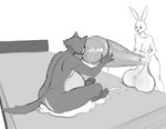 anthro balls beastars bed big_balls big_penis binibon123 black_and_white bodily_fluids breasts canid canine canis cock_vore cum cum_in_ass cum_inflation cum_inside domestic_rabbit duo dwarf_rabbit erection feet furniture genital_fluids genitals gynomorph haru_(beastars) head_in_penis hi_res huge_balls huge_penis hyper hyper_balls hyper_genitalia hyper_penis inflation intersex intersex/male lagomorph legoshi_(beastars) leporid male mammal monochrome netflix nipples nude on_bed oral oryctolagus penetration penile penile_penetration penis rabbit recursive_vore sex simple_background sitting sitting_on_bed urethral urethral_penetration vein veiny_balls veiny_penis vore wolf