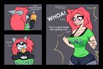 among_us anthro anthro_to_human beverage big_breasts bra breasts canid canine canis cleavage clothed clothing comic dialogue english_text female hair hi_res human innersloth juice_(beverage) juice_box lemondude loose_shirt mammal orange_juice pink_hair purple_eyes serena_(lemondude) shirt solo species_transformation text text_on_clothing text_on_shirt text_on_t-shirt text_on_topwear topwear transformation underwear wide_hips wolf