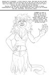 amanda_(tcitw) anthro arania bottomwear breasts clothing comic dialogue english_text felid female hair herm_(lore) hi_res lion mammal monochrome navel pantherine shirt skirt solo tail tail_tuft tank_top text the_cabin_in_the_woods_(arania) topwear tuft whiskers