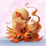 1:1 2016 ambiguous_gender arcanine canid canine digital_media_(artwork) digital_painting_(artwork) feral fluffy fluffy_tail fur generation_1_pokemon looking_at_viewer mammal mane nintendo pokemon pokemon_(species) sitting solo tail tsaoshin