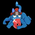 1:1 all_fours alpha_channel anthro beef bite butt chewing domestic_cat felid feline felis food gnawing gore headgear jojoe jojoe_(jojoe) male mammal meat nude raw_meat solo spread_legs spreading steak