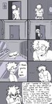 1:2 absurd_res apology bathroom comic detailed_background dialogue duo ellipsis english_text greyscale hi_res human human_only izuku_midoriya katsuki_bakugou male mammal monochrome my_hero_academia not_furry pretty_werewolf public_restroom restroom_stall sitting speech_bubble surprised_expression text