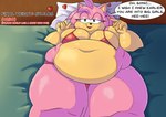 2024 allola1101 amy_rose anthro bed belly belly_overhang big_belly big_breasts bikini breasts clothing digital_drawing_(artwork) digital_media_(artwork) double_chin english_text eulipotyphlan female flirting furniture heart_symbol hedgehog hi_res huge_belly huge_breasts huge_thighs love mammal morbidly_obese morbidly_obese_anthro morbidly_obese_female muffin_top obese obese_anthro obese_female overweight overweight_anthro overweight_female pink_body sega solo sonic_the_hedgehog_(series) speech_bubble swimwear text thick_thighs tight_clothing two-piece_swimsuit weight_gain weight_gain_drive