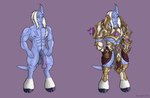 absurd_res animal_genitalia animal_penis armor balls blizzard_entertainment clothed clothing confident draenei equine_genitalia equine_penis flaccid genitals hi_res hooves horn male muscular naughty_ram paladin penis sheath skimpy vein warcraft