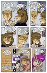 2024 annoyed anthro bat cherise_chevron chest_tuft clothing comic dialogue ear_piercing ear_ring english_text felid female filmstrip furafterdark grinning_at_viewer holding_tablet human jacket jaque_smith keffieh leona_pryde lion male mammal mephitid office pantherine piercing porn_poster ring_piercing sasha_gothica shirt simba_pryde skunk style_wager tent text topwear tuft