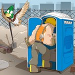 2024 anatid anseriform avian bird construction_site construction_worker dax_mallard_(migration) digital_media_(artwork) duck feathered_wings feathers feral flying fuf hi_res human illumination_entertainment male mammal migration_(movie) portapotty toilet wings